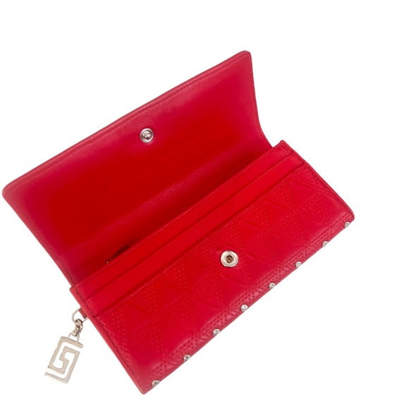 Versace red stud  quilted wallet - Picture 5 of 7